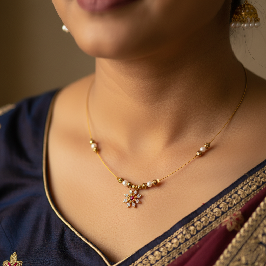 White Flower Pendant With Bindy Ball