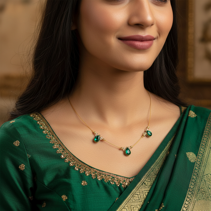 Invisible Chain Pearl And Gold-Toned Bead Necklace.