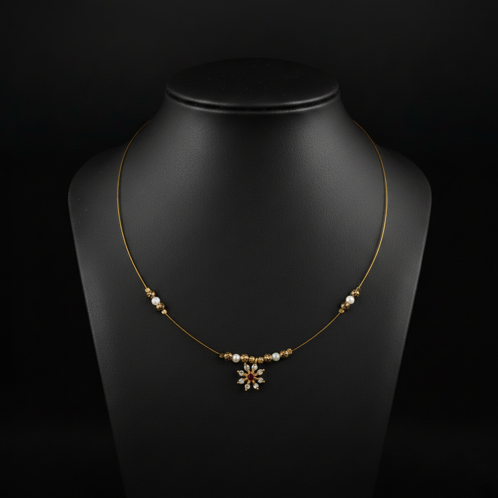 White Flower Pendant With Bindy Ball