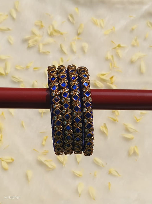 Royal Glorious Navy Blue Silk-Thread Bangles