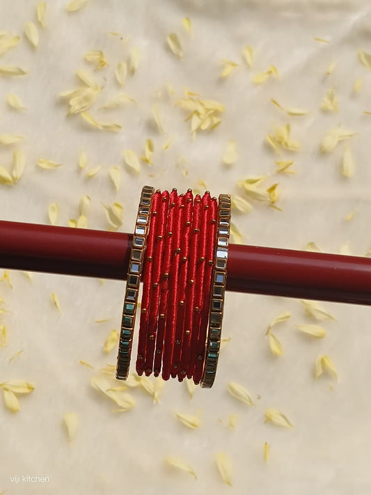 Red & Black Silk Thread Bangles