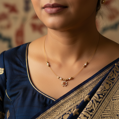 White Flower Pendant With Bindy Ball